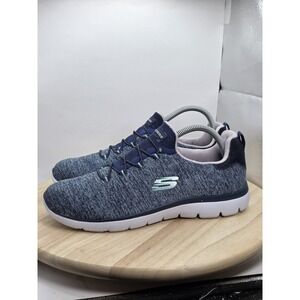 Womens Size 10 - Skechers Shoes Blue Knit Memory Foam Slip On Sneakers SN 12983